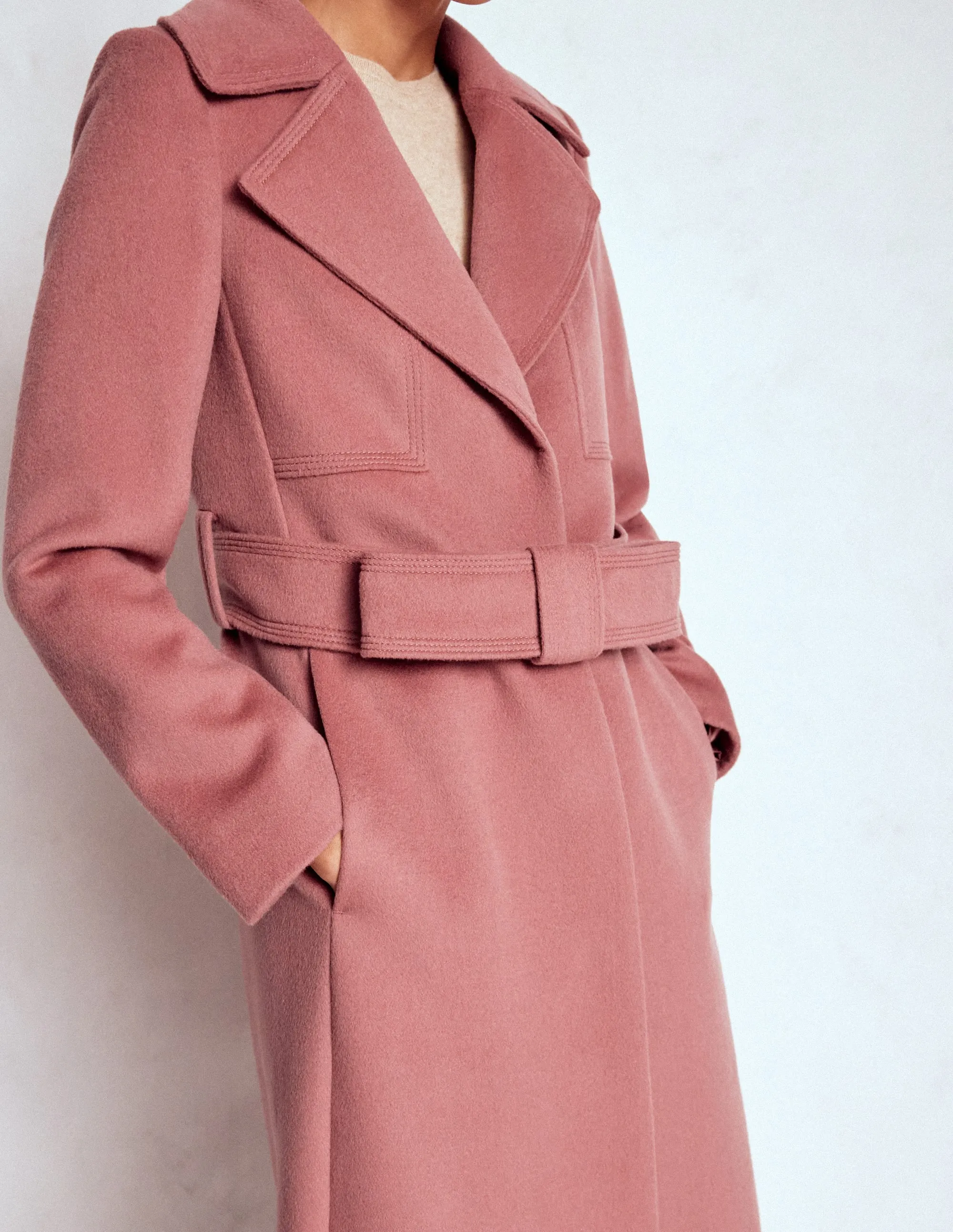 Bow Front Coat-Dusty Pink LightweightInsulation