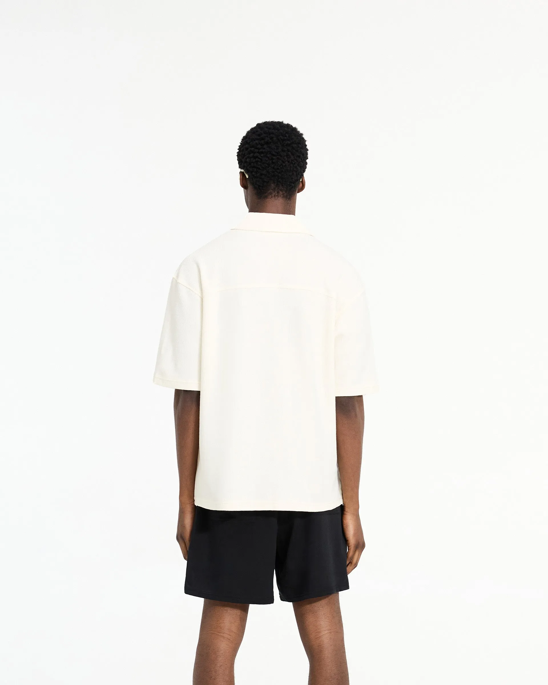 Patterned Texture Waffle Shirt - Antique White