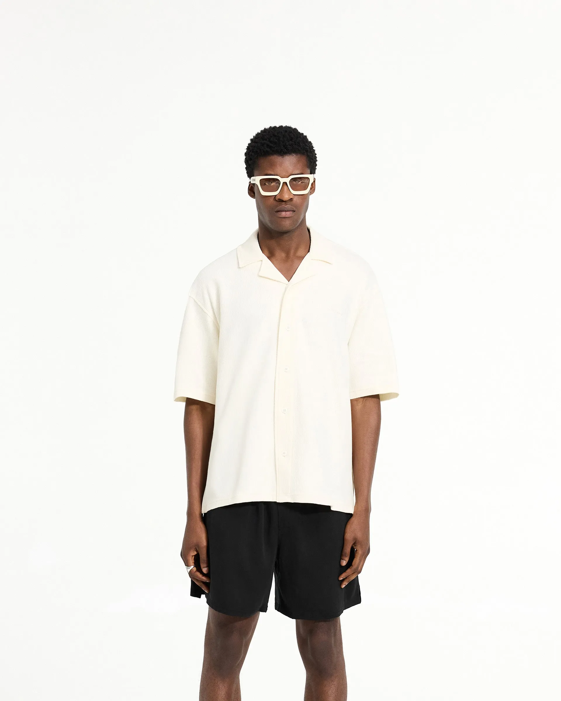 Street Style Waffle Shirt - Antique White