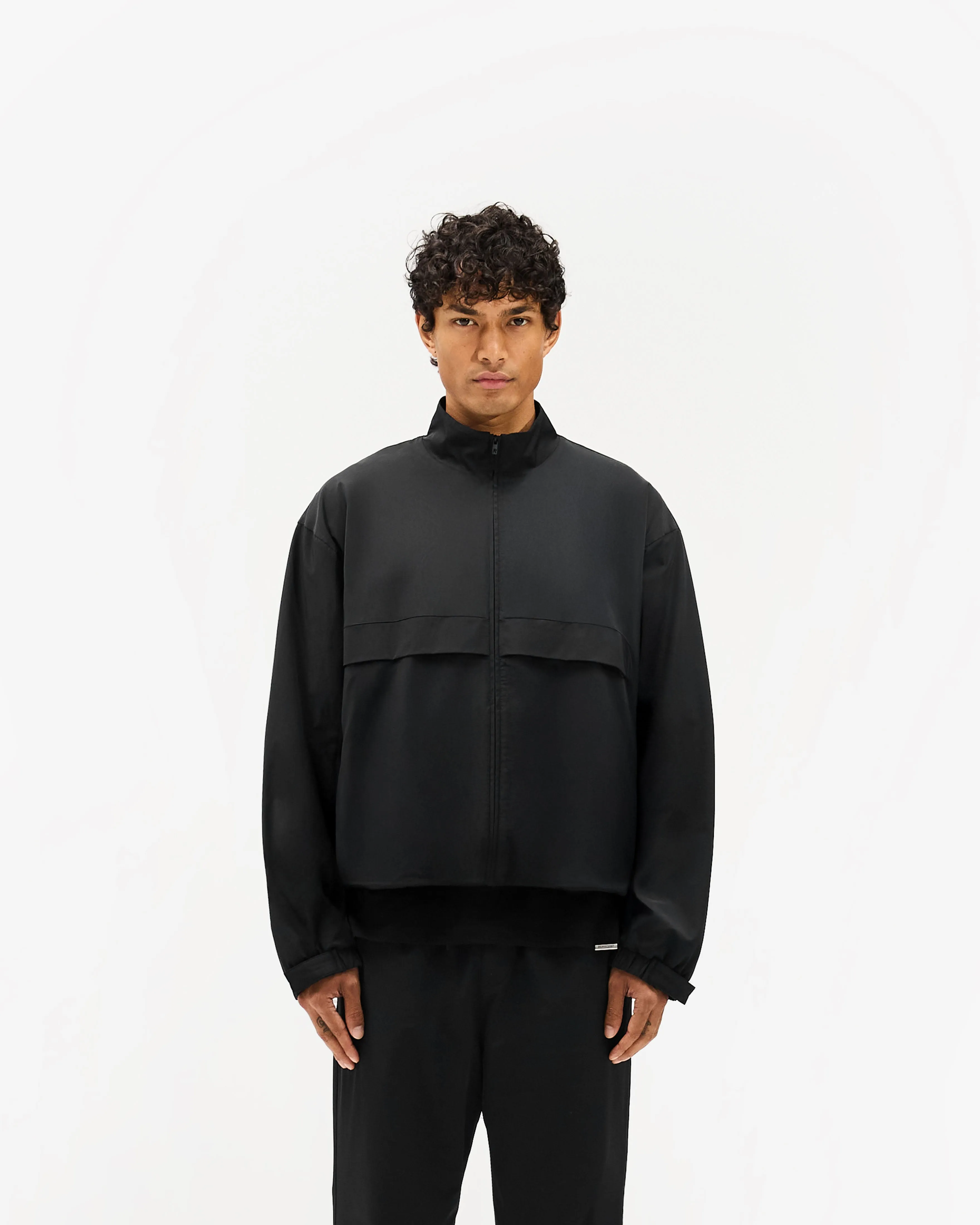 Initial Nylon Track Jacket - Black HoodedStyle Rainy Day Option