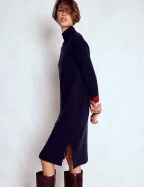 Merino Knitted Dress-Navy Soft And Comfortable