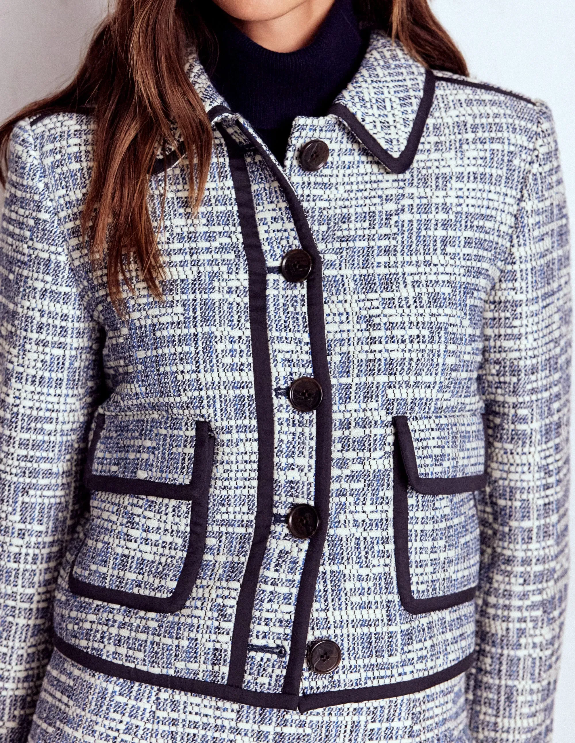 Lisburn Patch Pocket Jacket-Navy Texture Quilted Interior Multi Layer Design