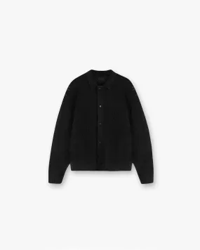 Long Sleeve Mesh Knit Shirt - Jet Black Knit Comfort