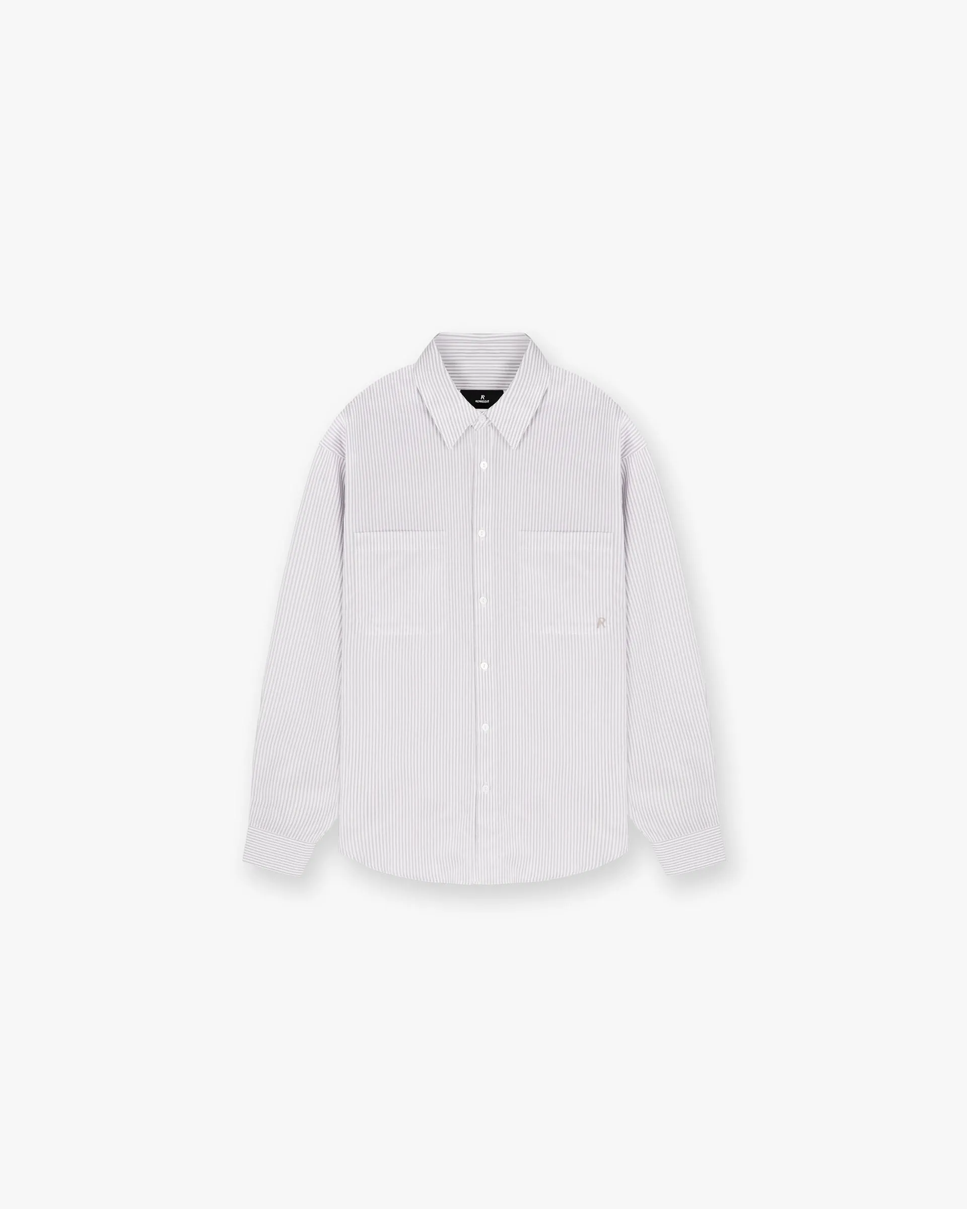 Long Sleeve Pinstripe Shirt - Grey natural fiber