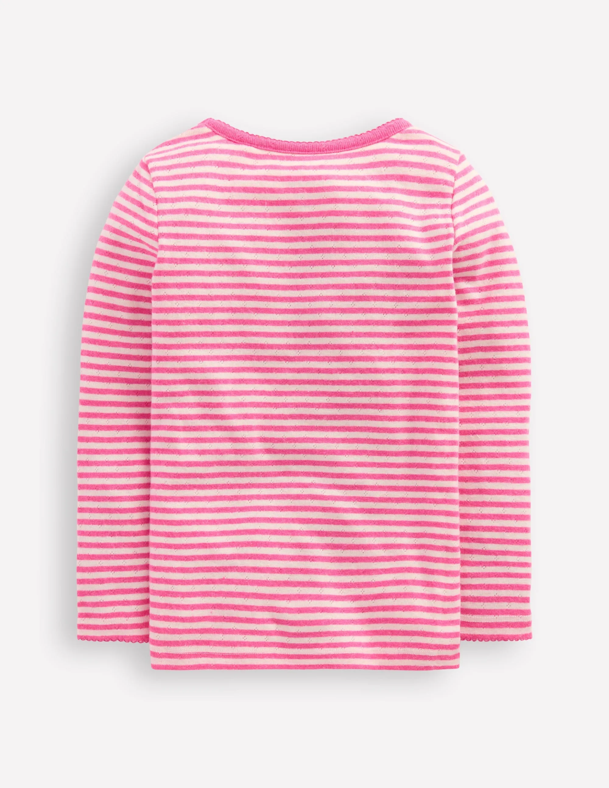 SnagResistant DurableBlend Long Sleeve Pointelle Top-Sorbet Pink Stripe