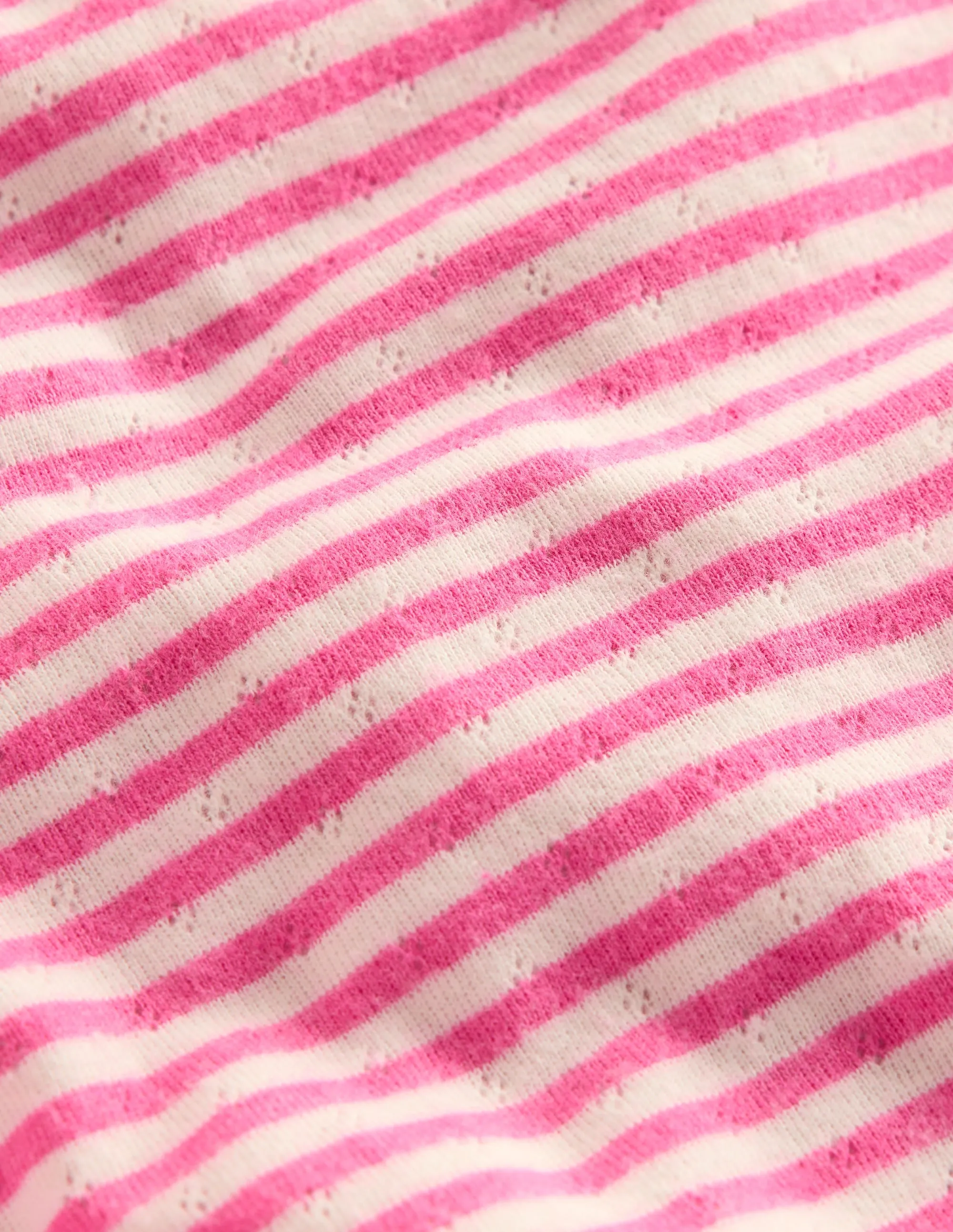 MicrofiberTech Long Sleeve Pointelle Top-Sorbet Pink Stripe