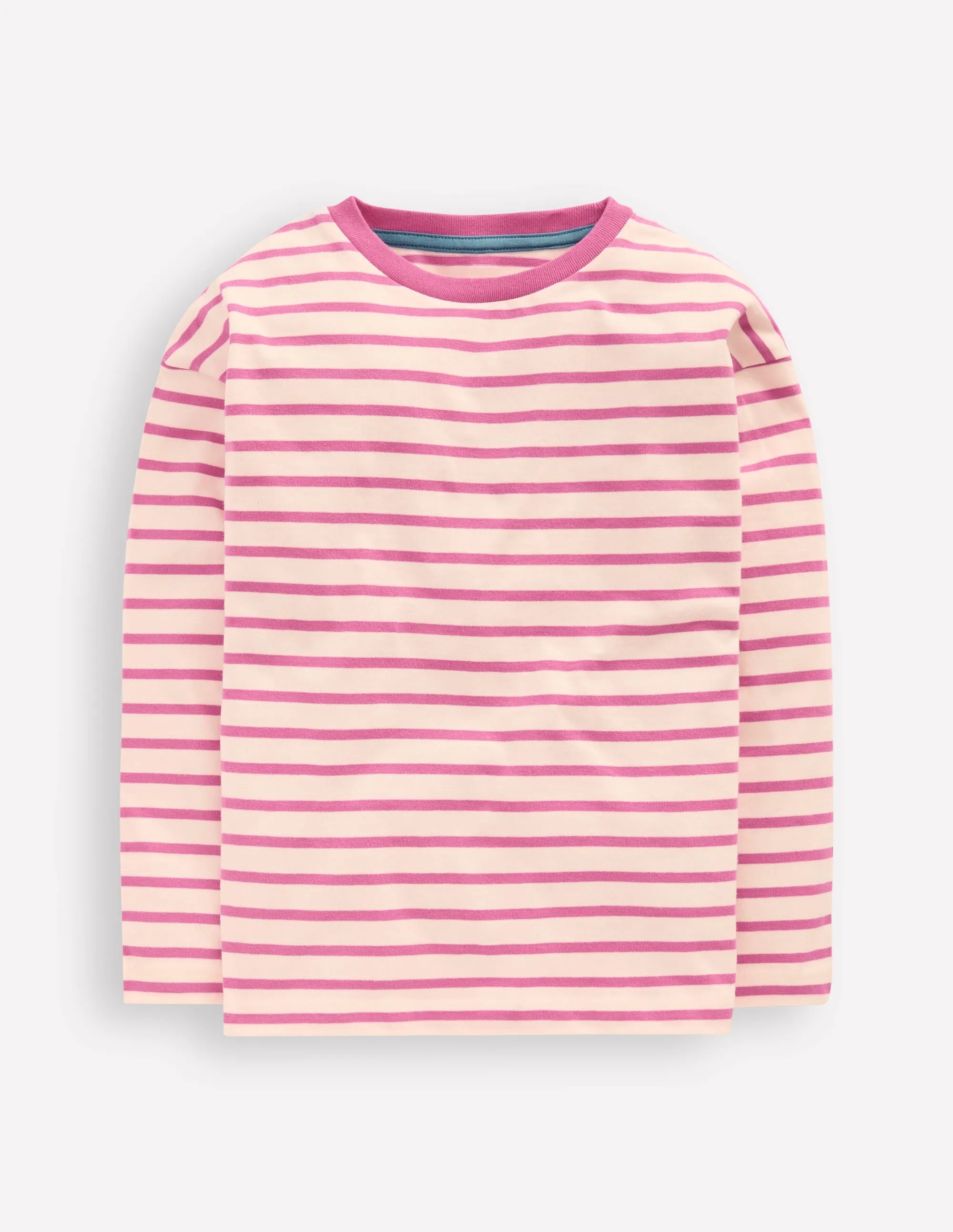 MinimalistCut Lightweight Knit Long Sleeve Relaxed Breton-Pink/Oatmeal Marl