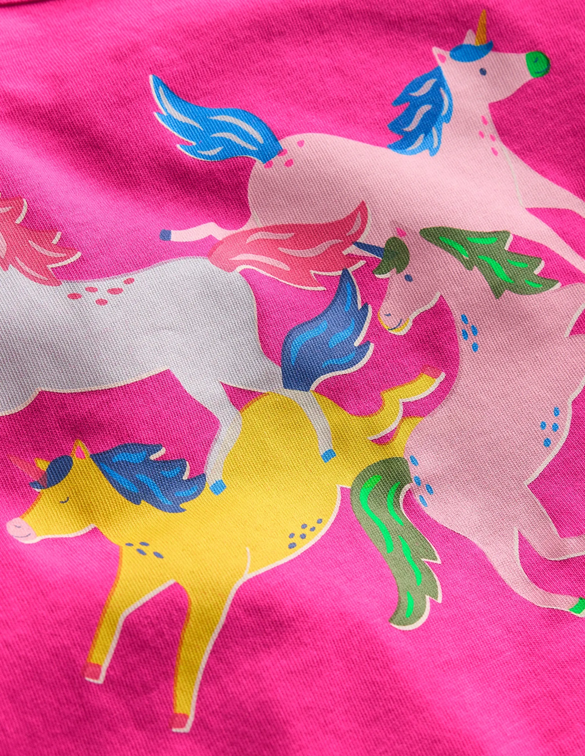 LowProfile Zipper FourWay Stretch Fabric Long Sleeve Riso T-Shirt-Raspberry Pink Unicorns