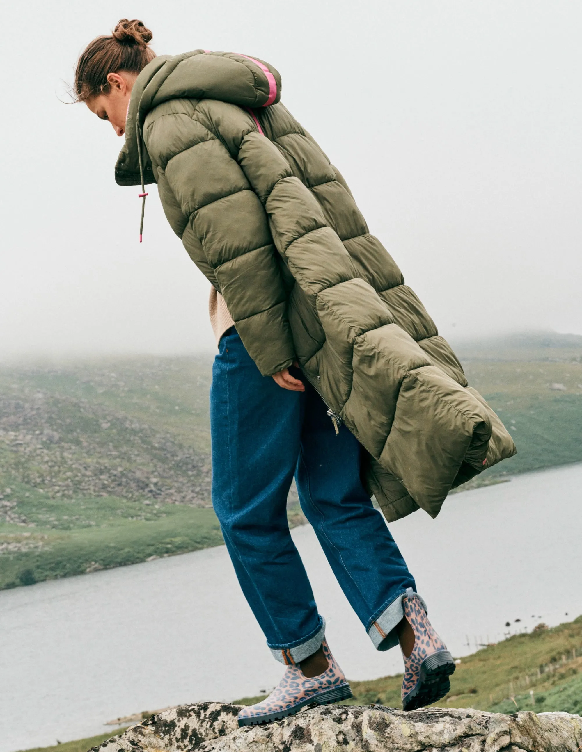 Longline Padded Coat-Woodland Green Noise Reducing Hardware