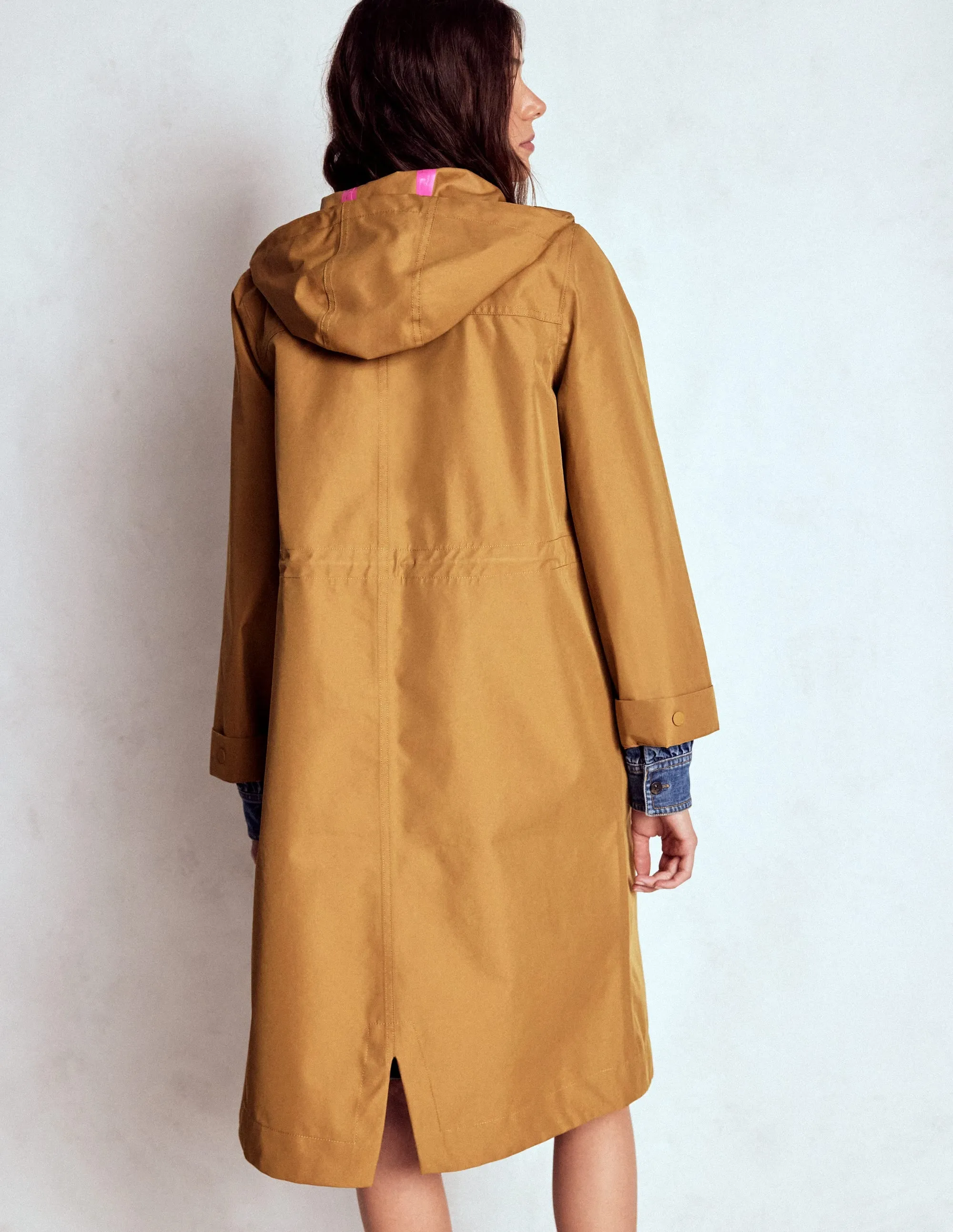 Casual Staple Logo Free Style Longline Rain Mac-Hazelnut Brown