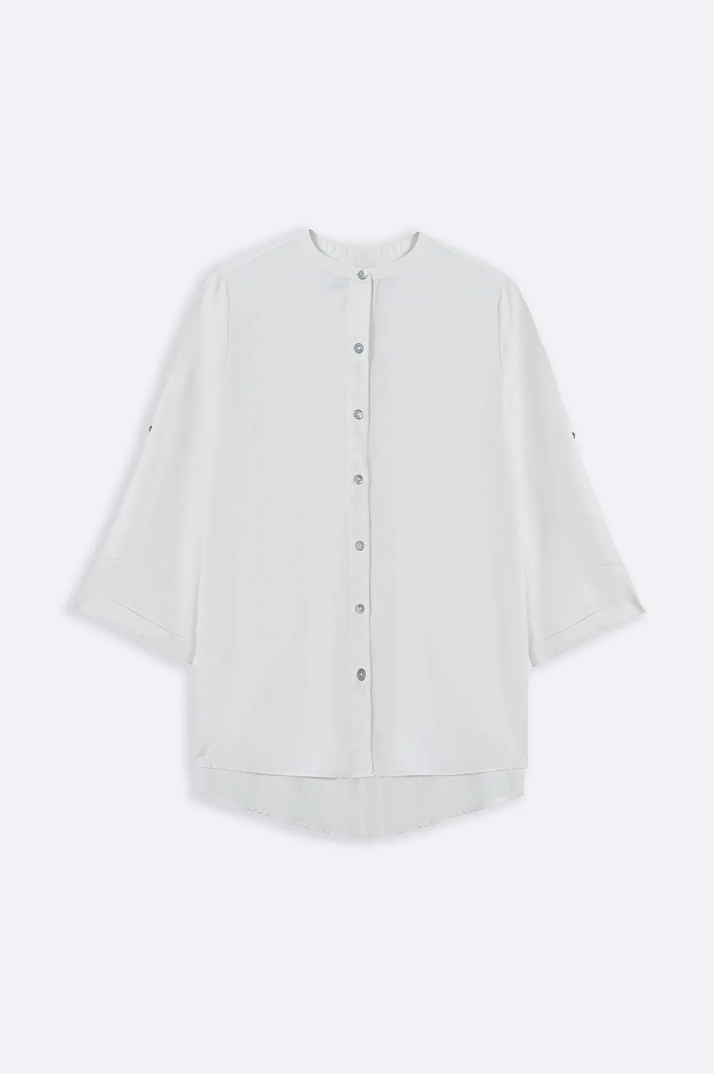 COTTON FLARE TUNIC Round Collar Structured Shoulder Support