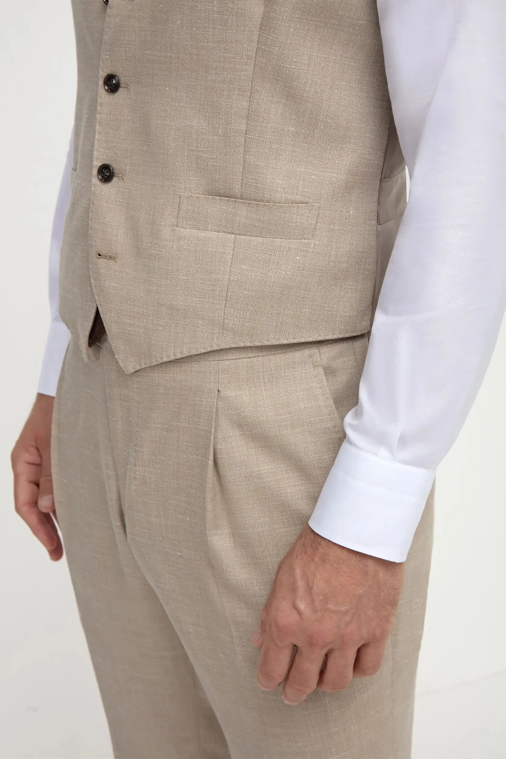 Beige waistcoat - Made in Italy SoftTouchFinish Summer Air