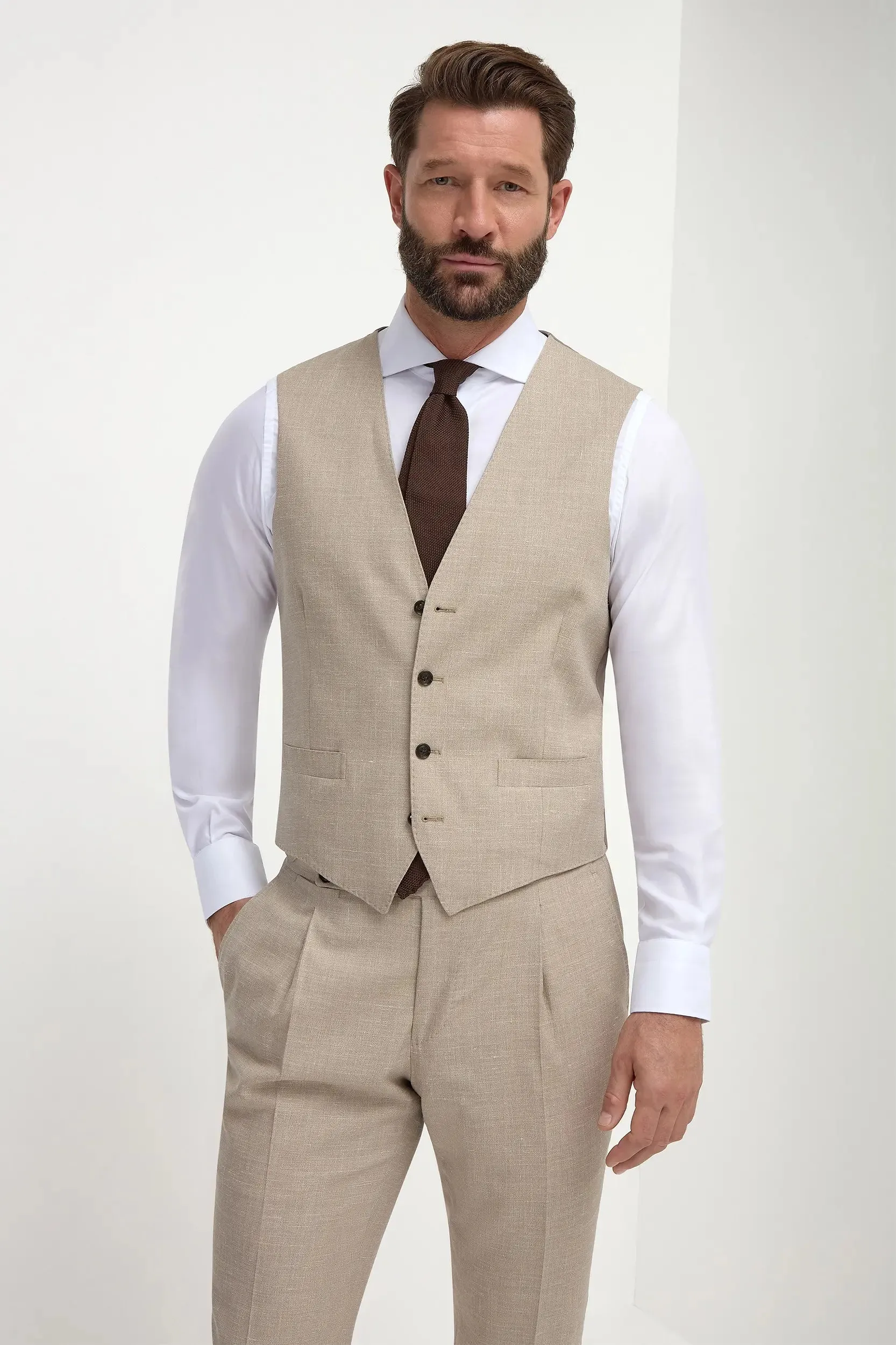 Beige waistcoat - Made in Italy AntiBacterialTreatment