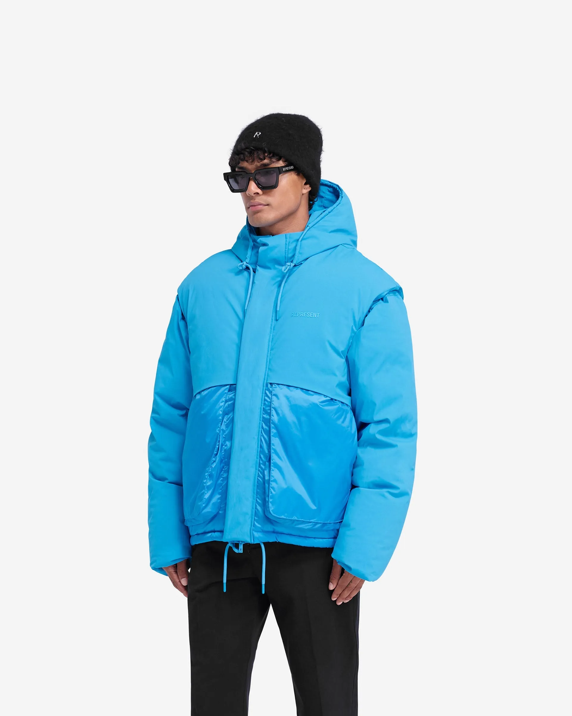 Layered Hooded Puffer - Electric Blue Seamless Street Fit