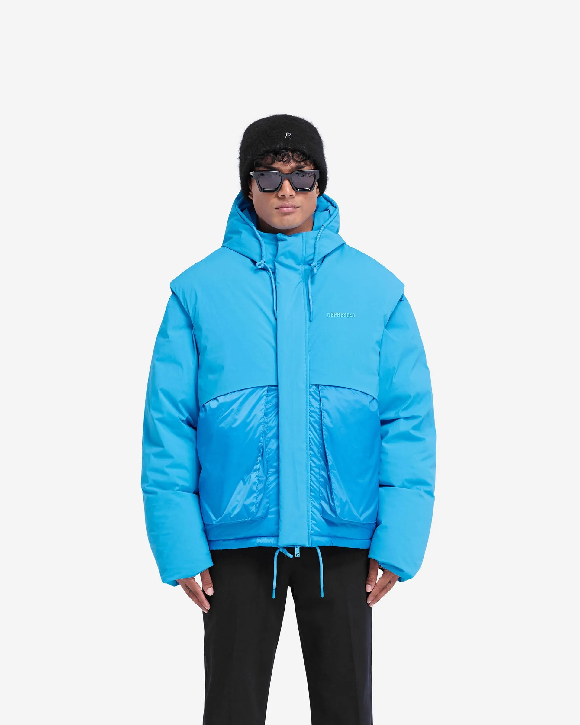 Quick Dry Fabric Technology Layered Hooded Puffer - Electric Blue