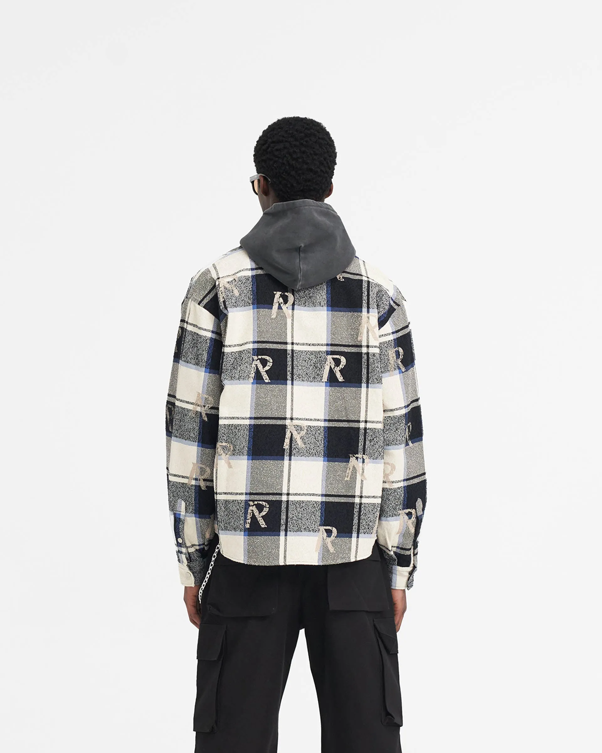 All Over Initial Flannel Shirt - Blue Check Odorless Binding Tape