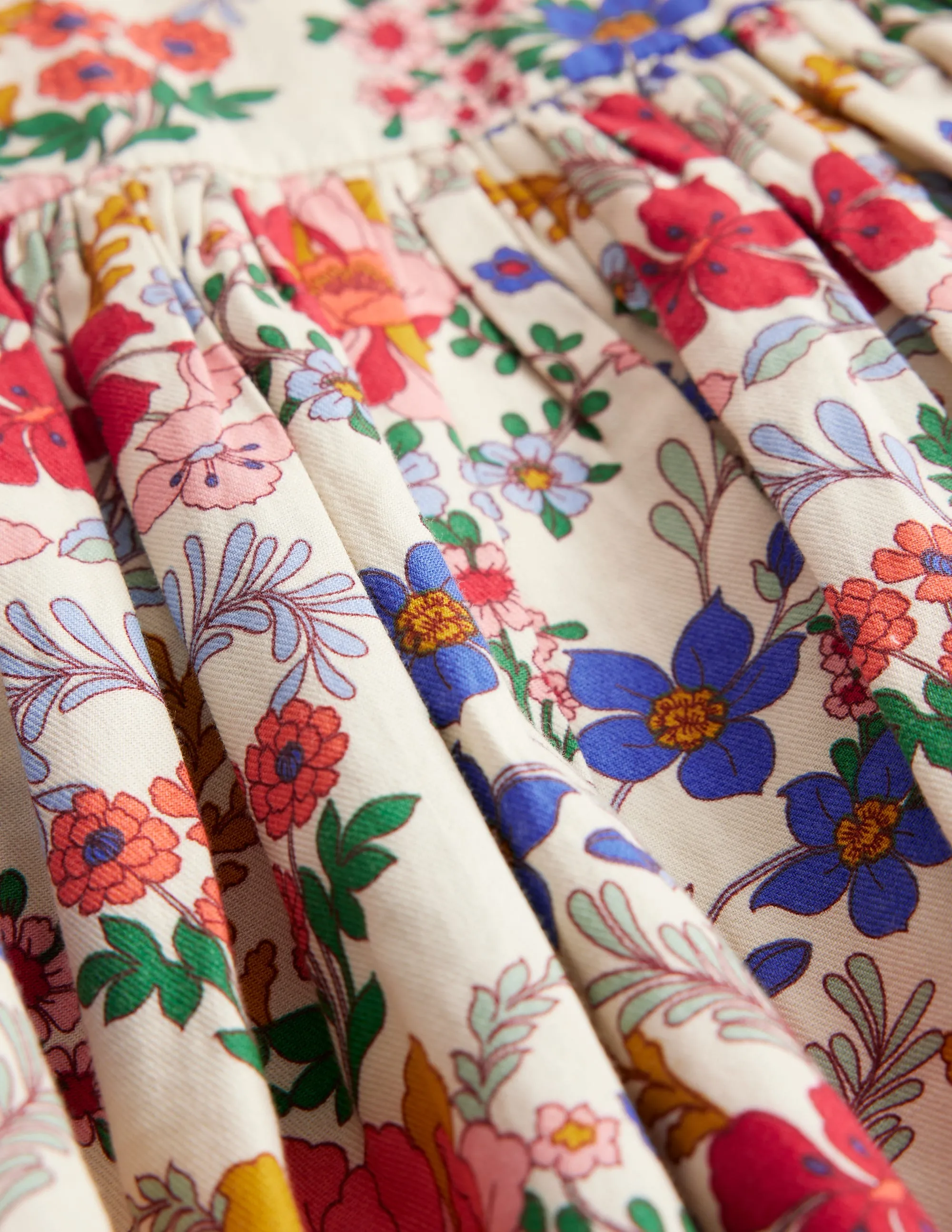 Ethically-Made Farm Air Madeline Long Sleeve Dress-Ecru Small Tapestry Floral