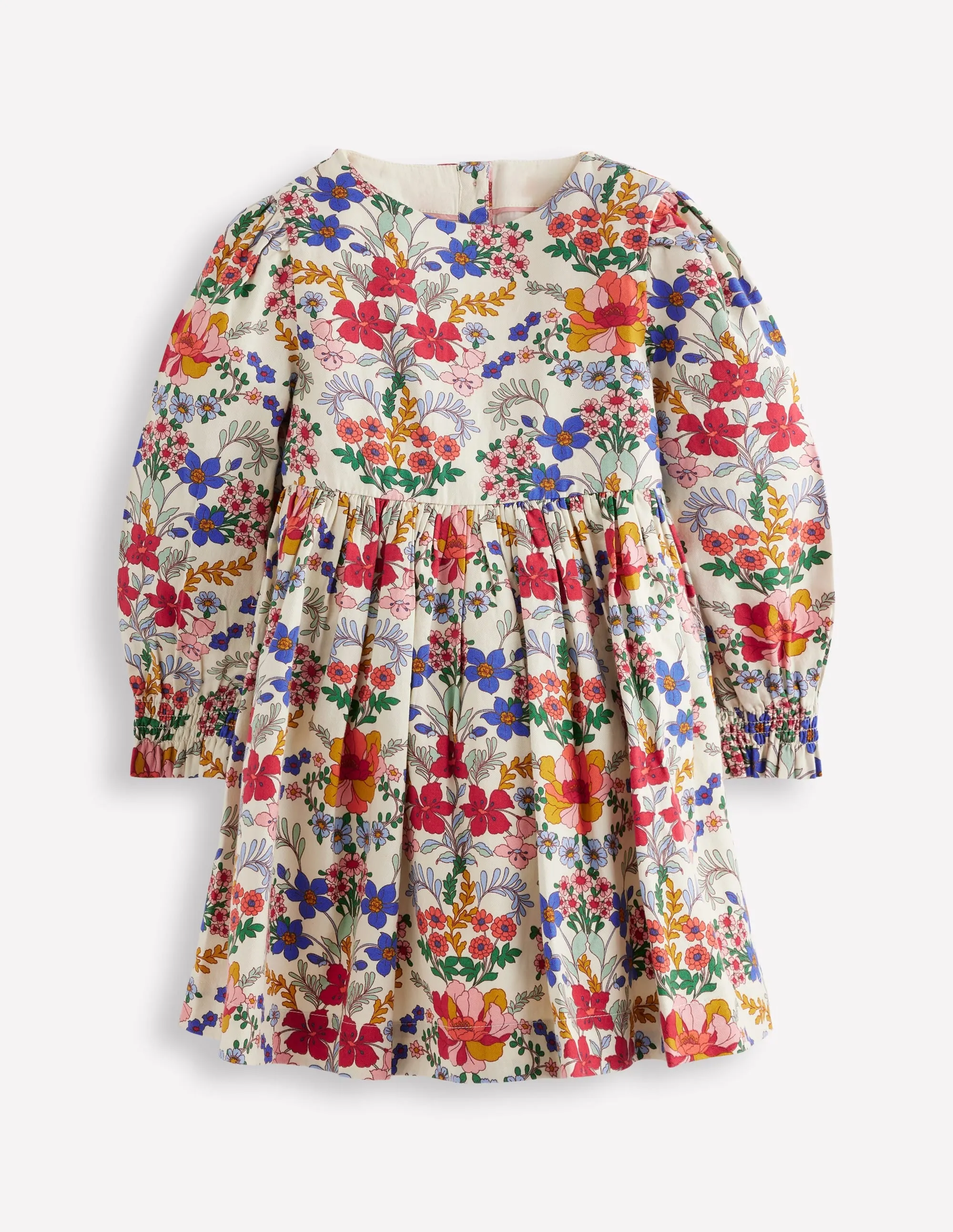 Style Base Madeline Long Sleeve Dress-Ecru Small Tapestry Floral