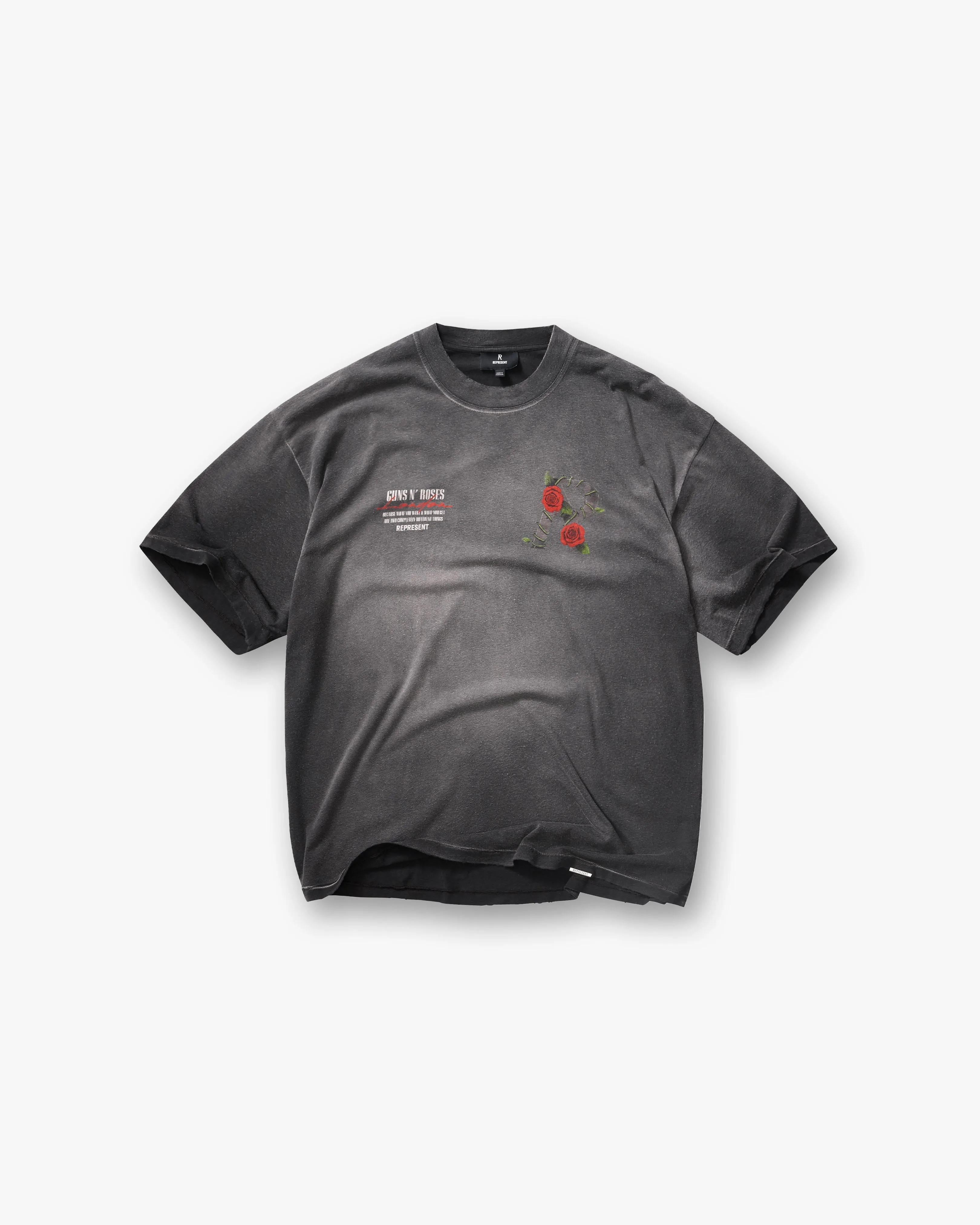 Represent X Guns N' Roses Tour T-Shirt - Stained Black Minimal Comfort Style Modern Comfort Style