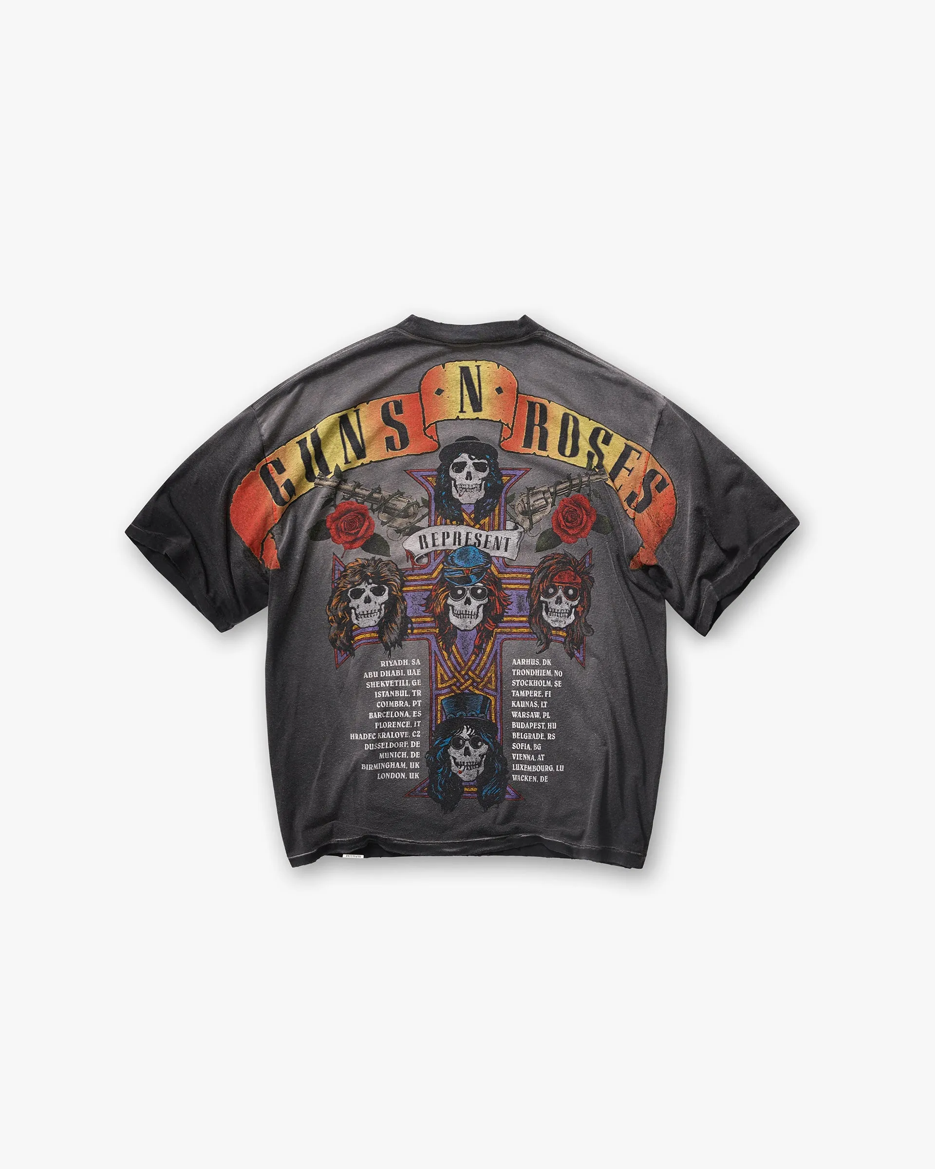 Represent X Guns N' Roses Tour T-Shirt - Stained Black Flex Fit Moisture Management Technology