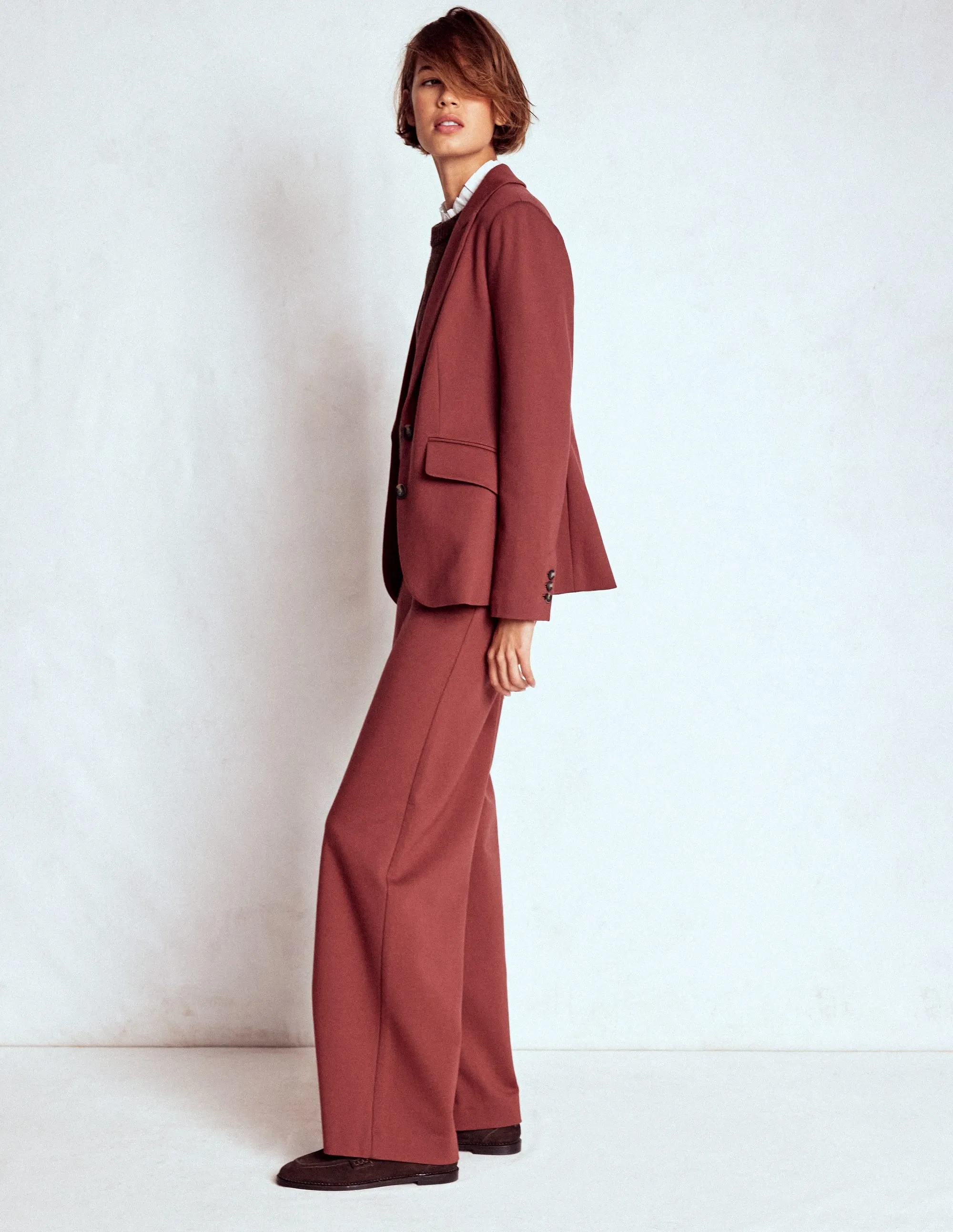 ConvertibleCollar Marylebone Ponte Blazer-Chestnut