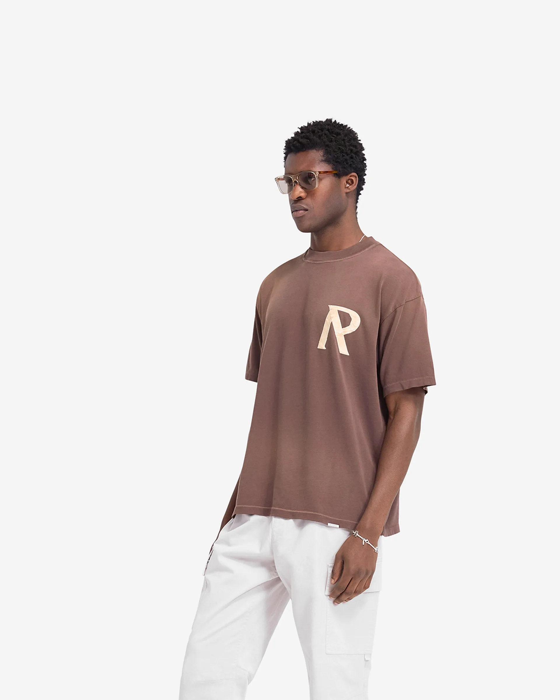 Masking Tape Initial T-Shirt - Cedar Contrast Inner Binding