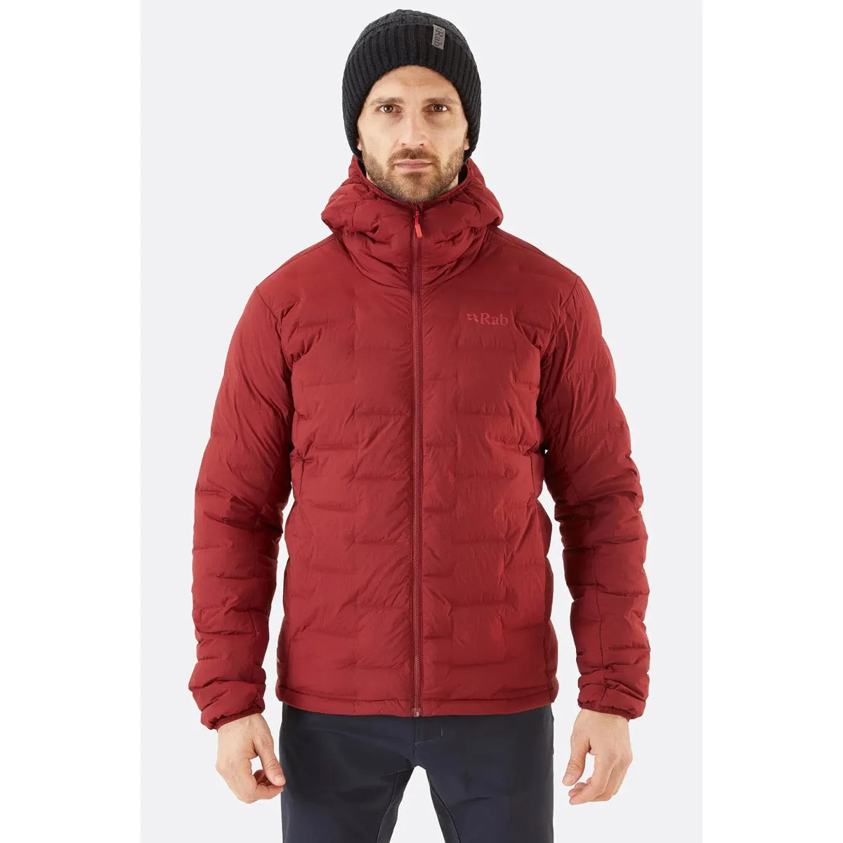 Men's Cubit Stretch Down Hooded Jacket Clean Fit Non Bulky Insulation Tech