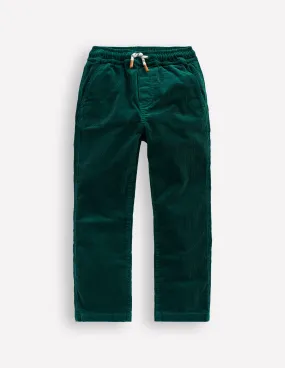 Performance Wear Essential Comfort Wear Slim Pull-On Trousers-Emerald Night Cord