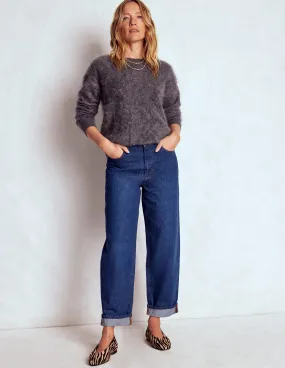 Mid Rise Relaxed Jeans-Indigo High Quality Classic Wear Earthy
