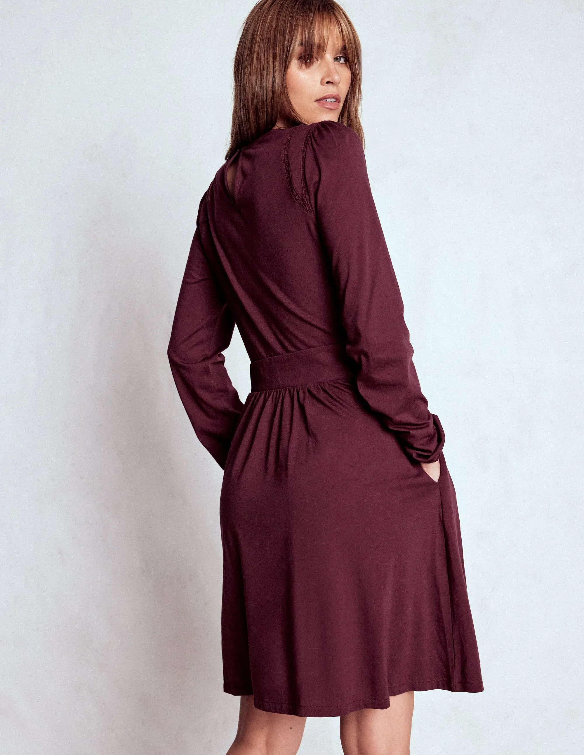 Mila Short Jersey Dress-Dark Cherry Vibrant Tone Must Have