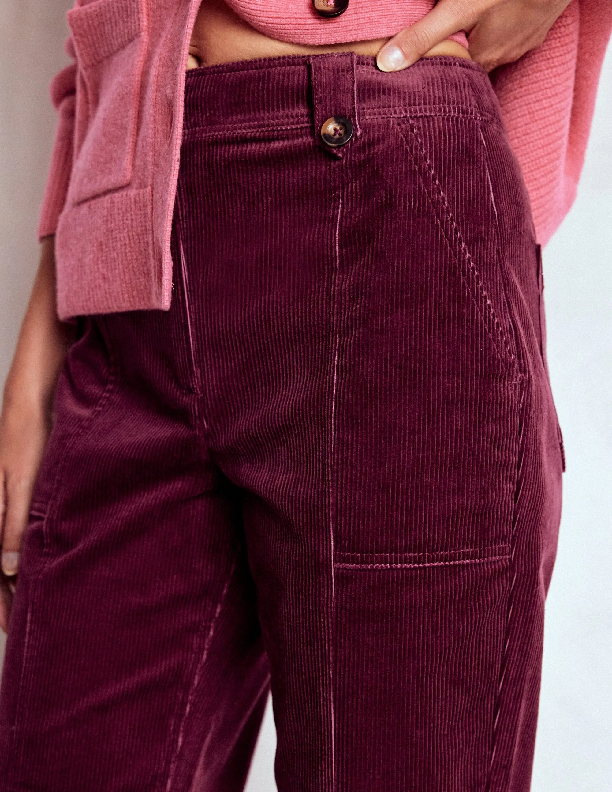 Pimlico Cord Trousers-Deep Wisteria SeamlessPocketDesign Adjustable loop