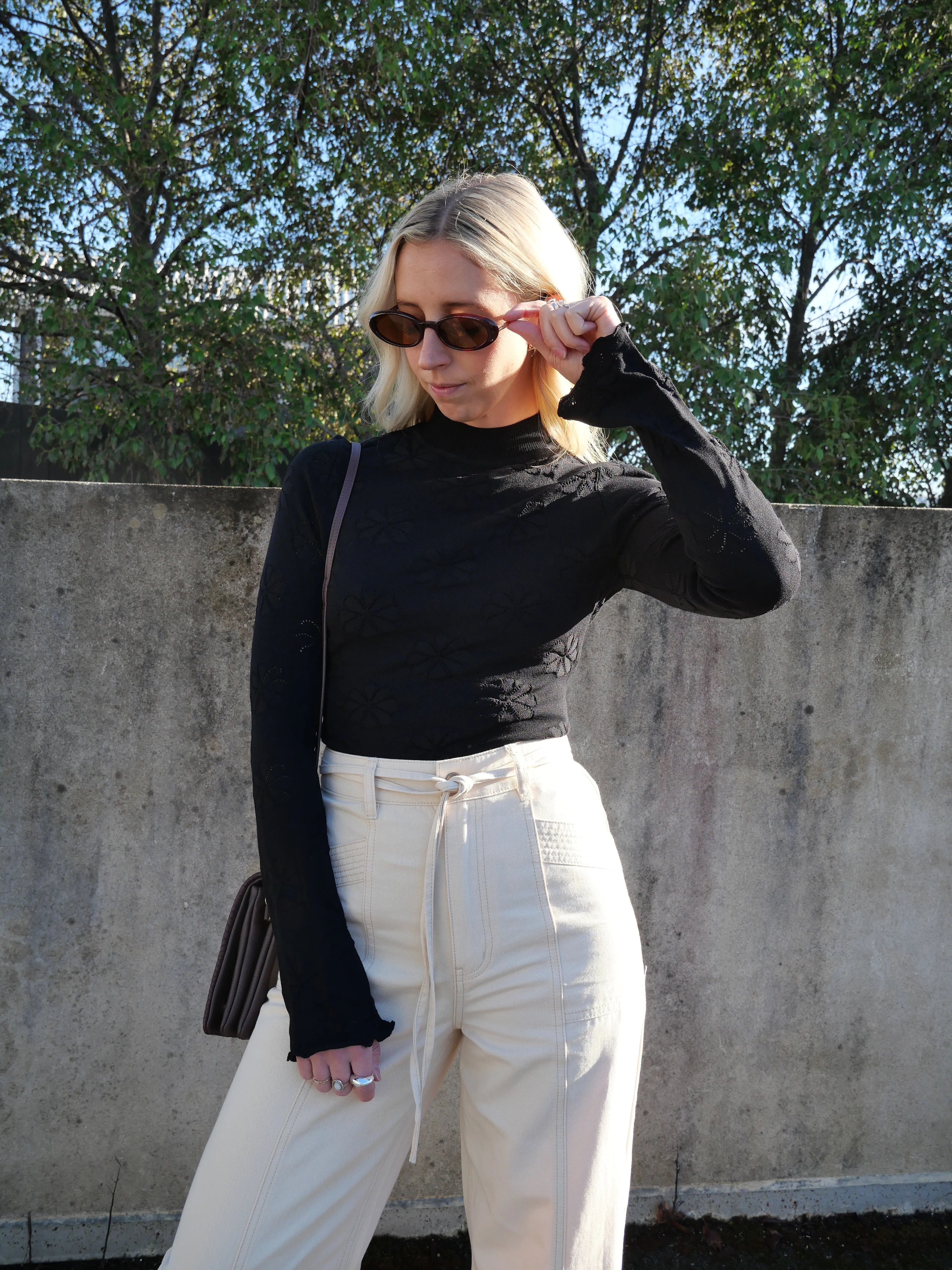 Minkpink Bowie Pointelle Skivvy Top Black High Durability Material OdorControl