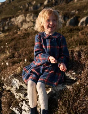 Comfortable Silhouette boho vibe Minna Collared Woven Dress-French Navy Check