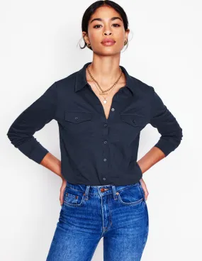 Amy Jersey Shirt-Navy Winter Retreat Modern Look