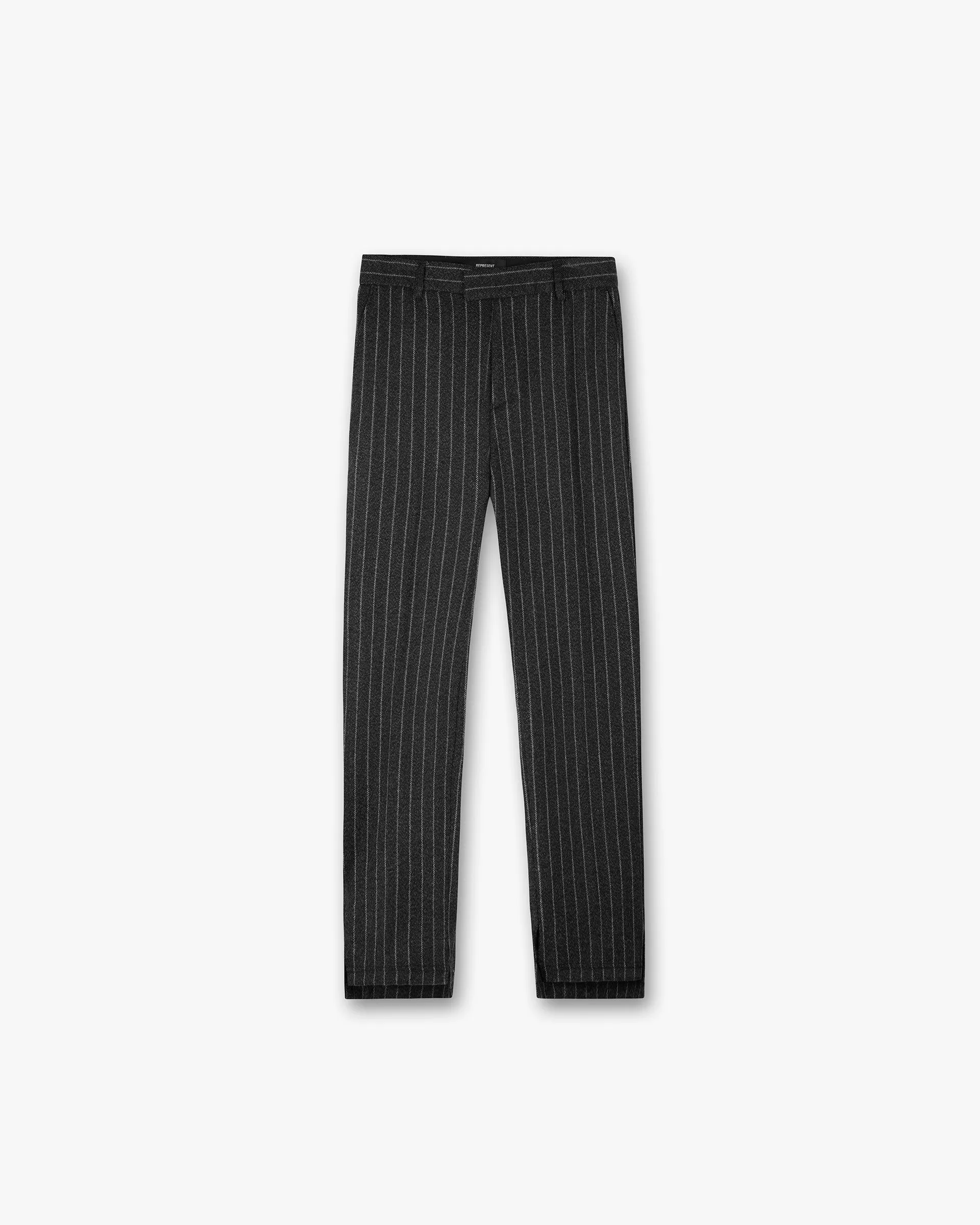 MoistureWicking LightweightConstruction Stepped Hem Pant - Black Pinstripe
