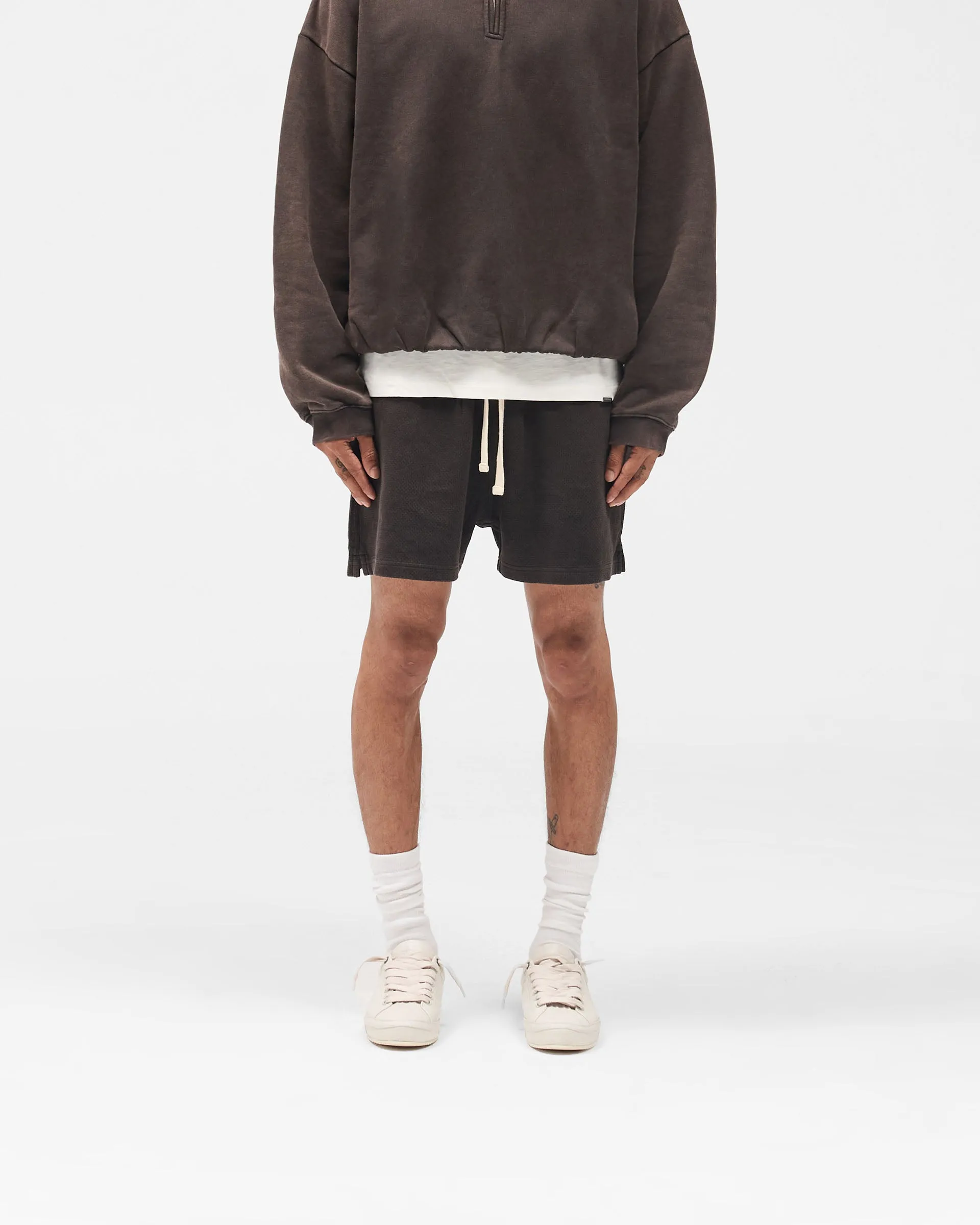Summer Vibe Initial Mesh Shorts - Coffee
