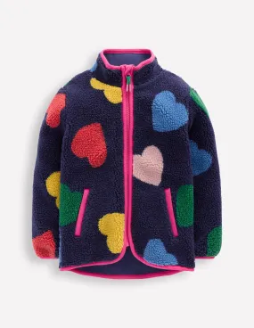 Good Material WaterResistantCoating Eden Borg Zip-through Jacket-Starboard Blue Multi Hearts