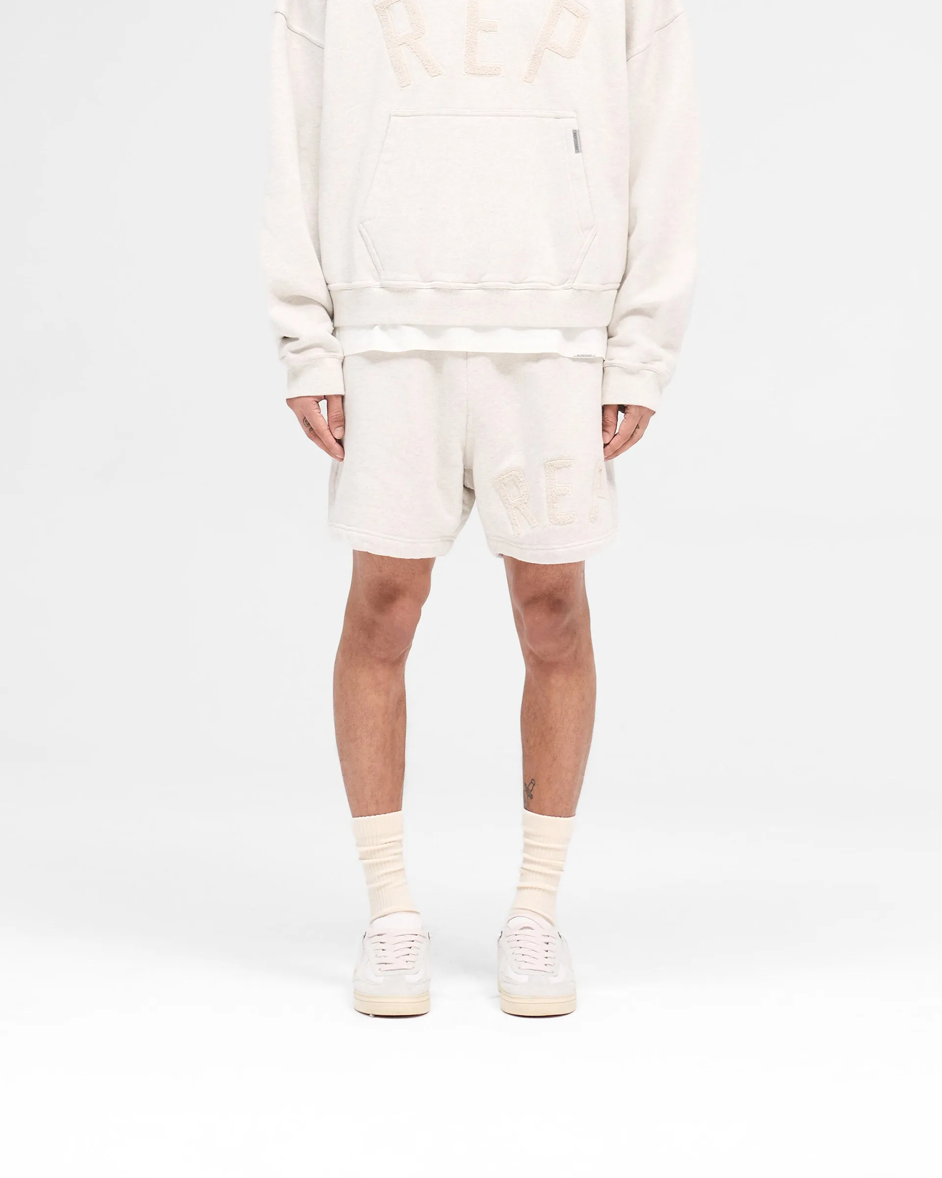 Rep Applique Shorts - Cream Marl Sporty Vibe Travel Light