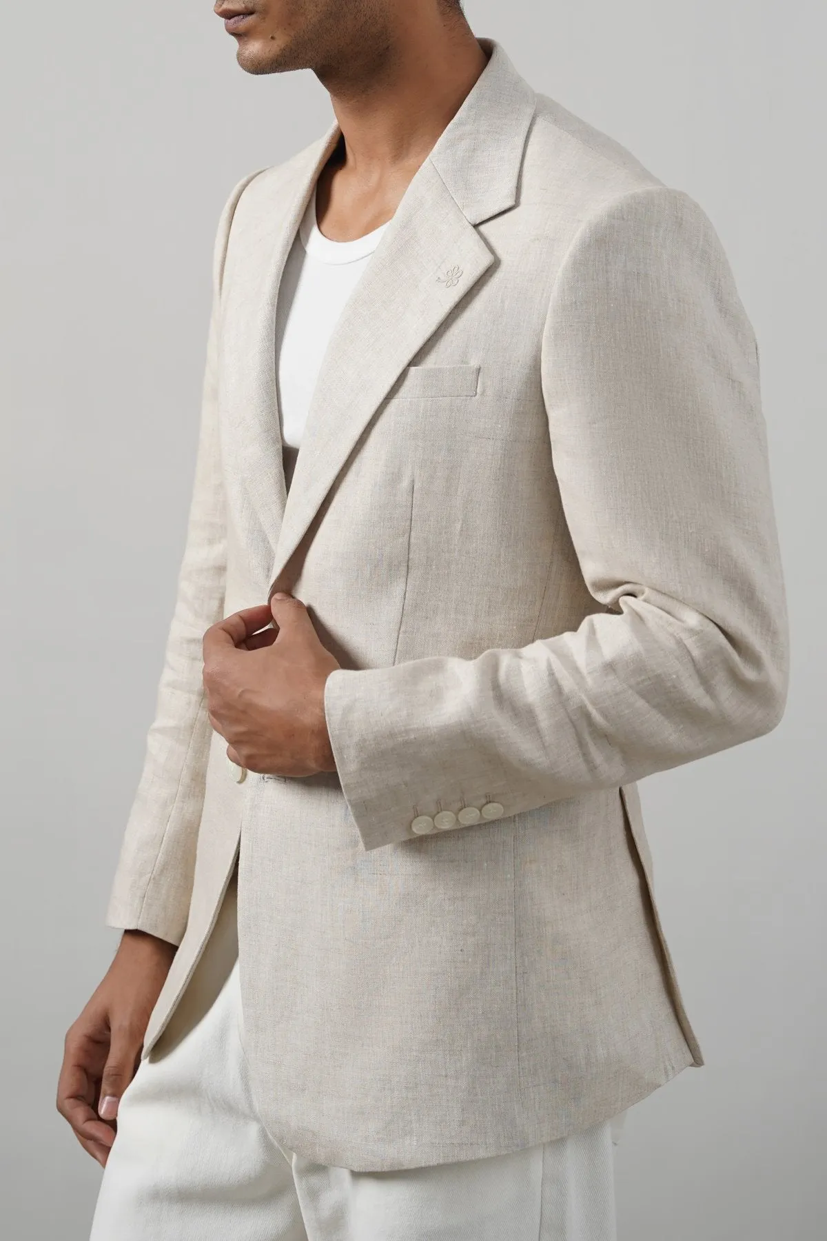 Flexible Shoulder Gussets PURE LINEN BLAZER