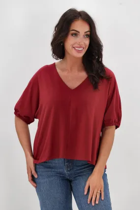 Sweat Absorbent Inner Layer Shine On Essentials Cap Sleeve Top Cranberry
