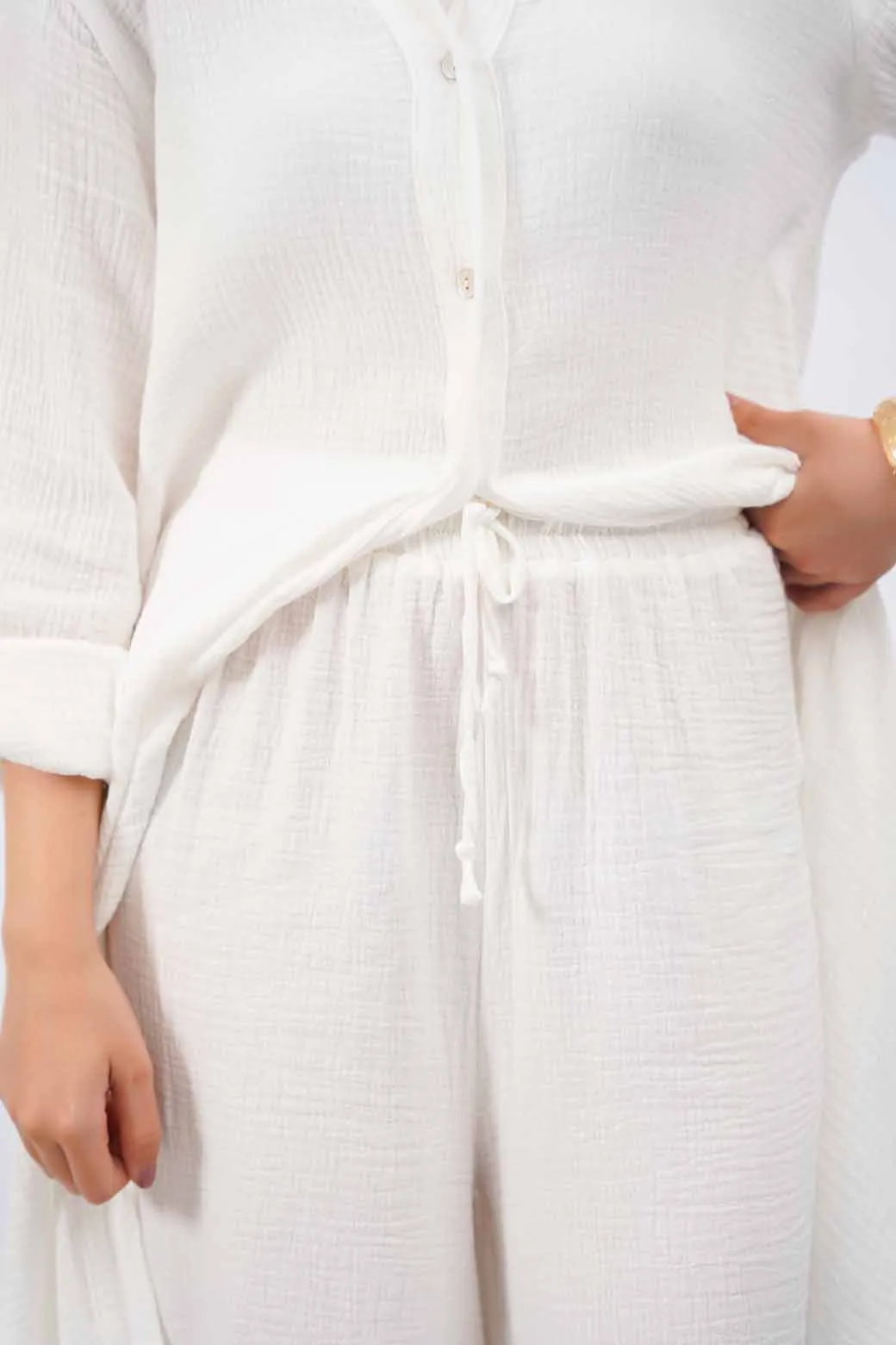 Laser cut Stay Cool MUSLIN WIDE PANTS