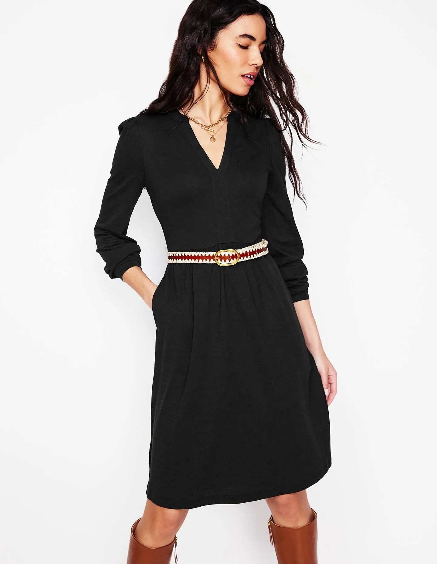 Naomi Relaxed Jersey Dress-Black Repair-Friendly