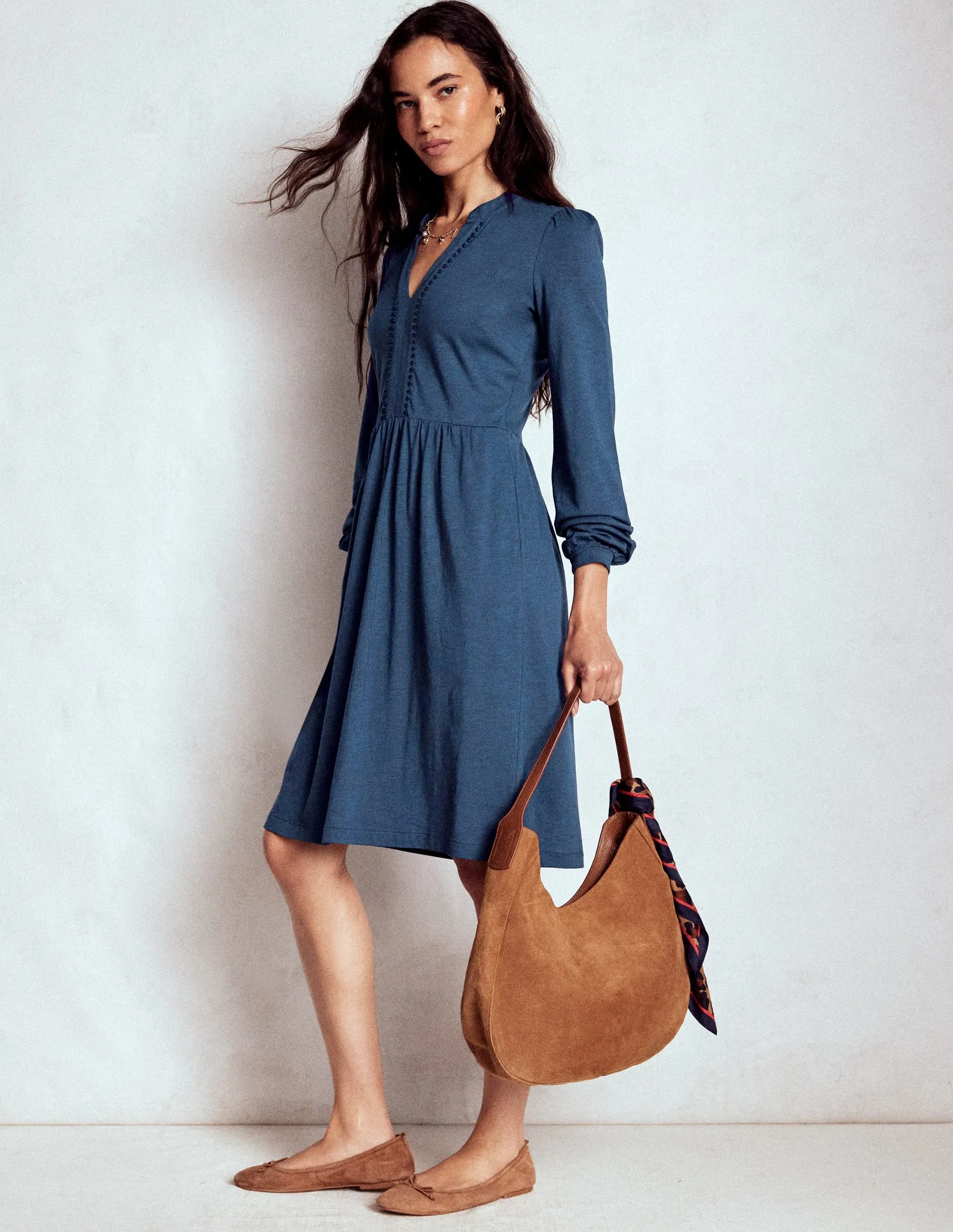 Naomi Relaxed Jersey Dress-Midnight Ocean Versatile Piece Delicate Mood
