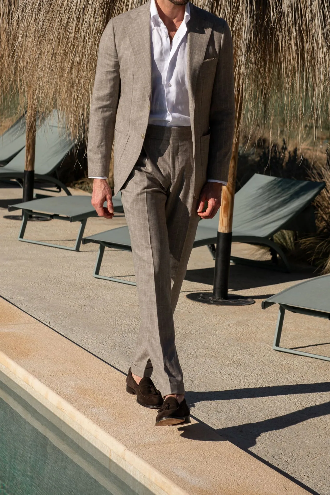 Beige striped suit - Made in Italy Aura Core