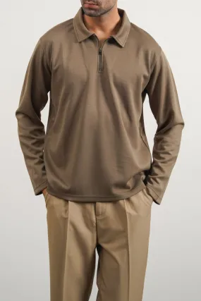 Layerable Style Casual Elegance NEOPRENE ZIPPER POLO