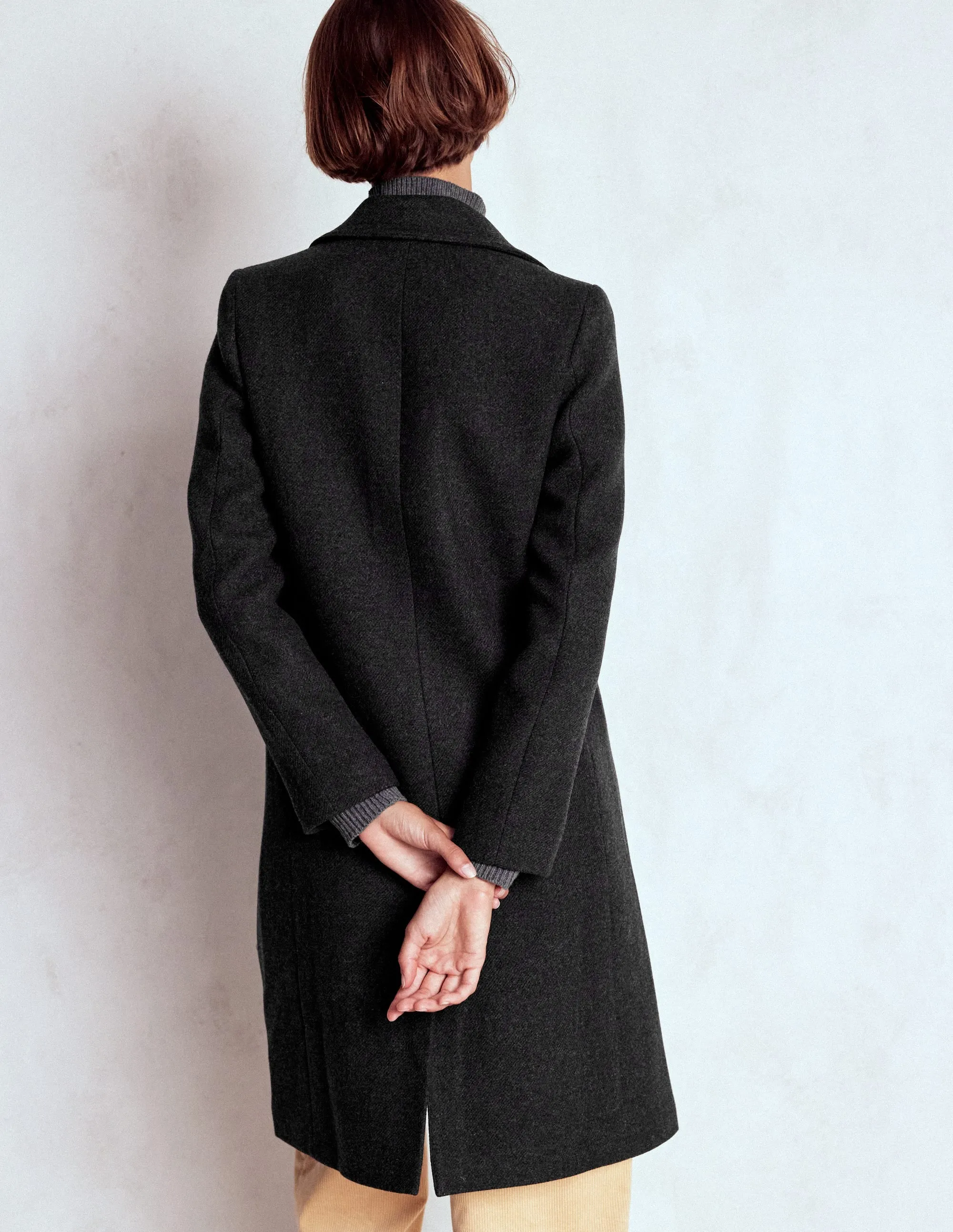 Newport Wool Coat-Charcoal Marl Lightweight Layer
