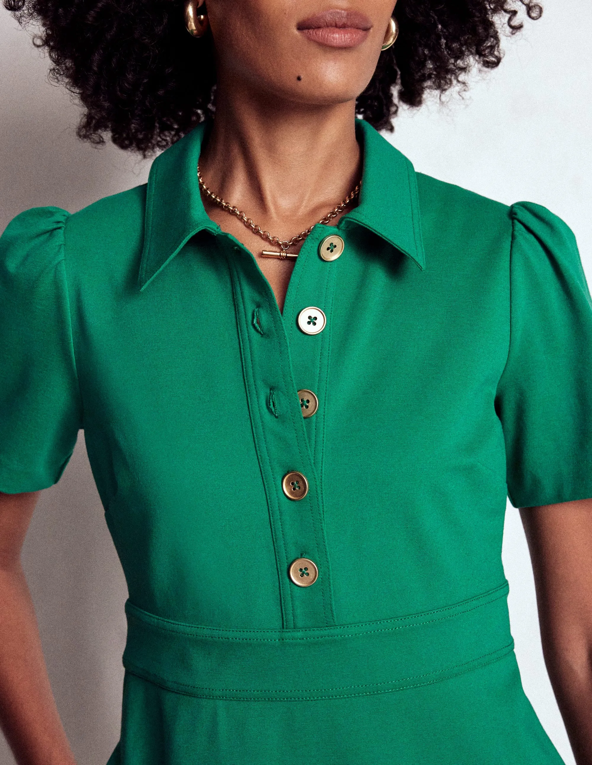 Nicolette Ponte Shirt Dress-Bear Grass Front-Pocket Classic Grace