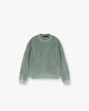 Fashion Statement Open Gauge Knit Sweater - Forest Green