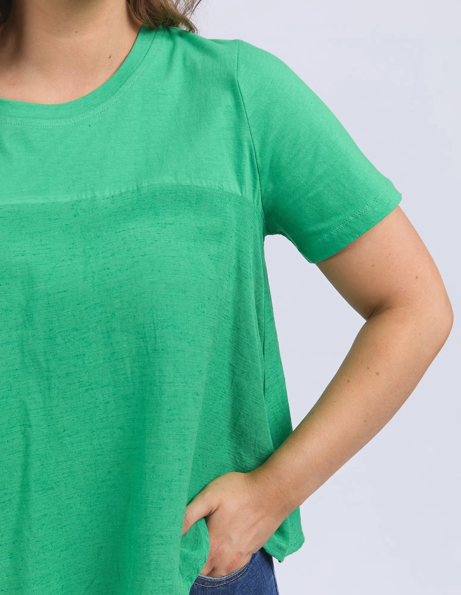 Elm Melrose Top Spring Green Metallic Fiber Blend MidweightJersey