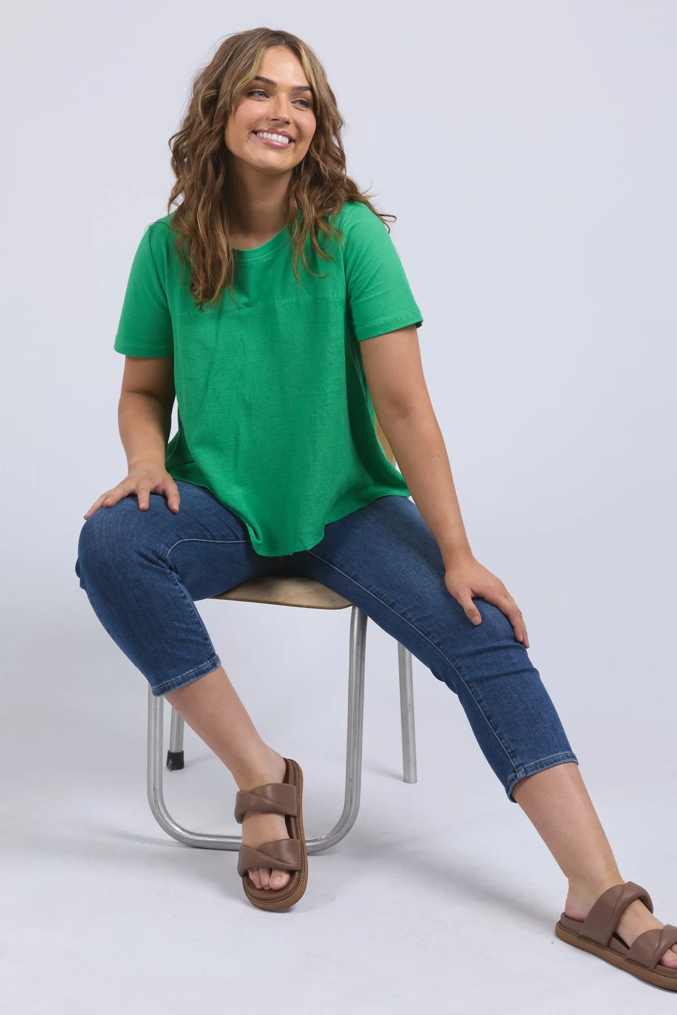 Elm Melrose Top Spring Green GarmentWashedFinish TactileWeave